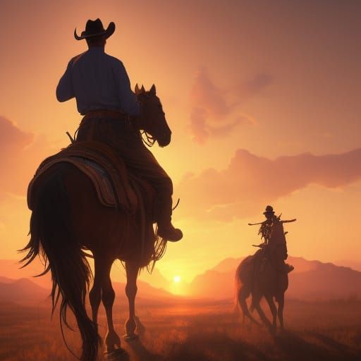 Cowboy Sunset: Dynamic Lighting Concept Art
