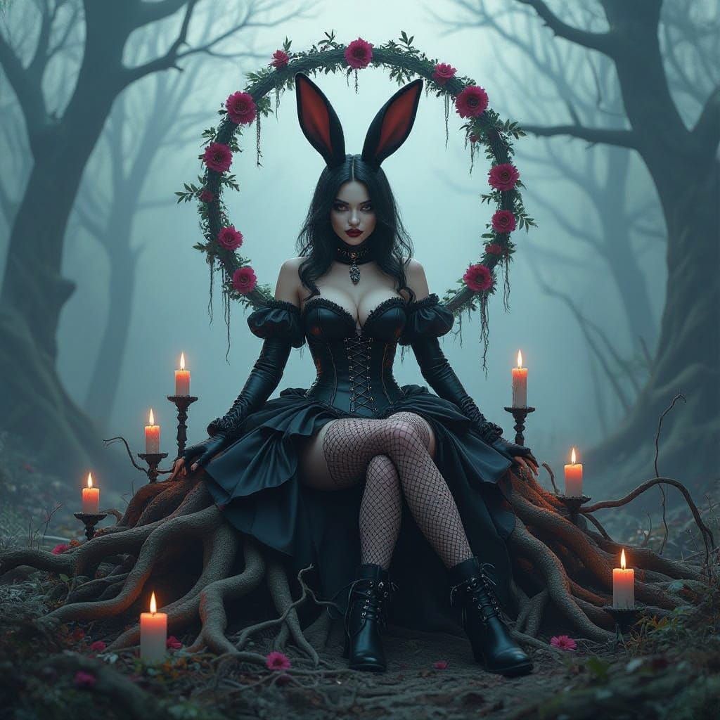 Goth Easter Bunny in Dark, Mystical Realism
