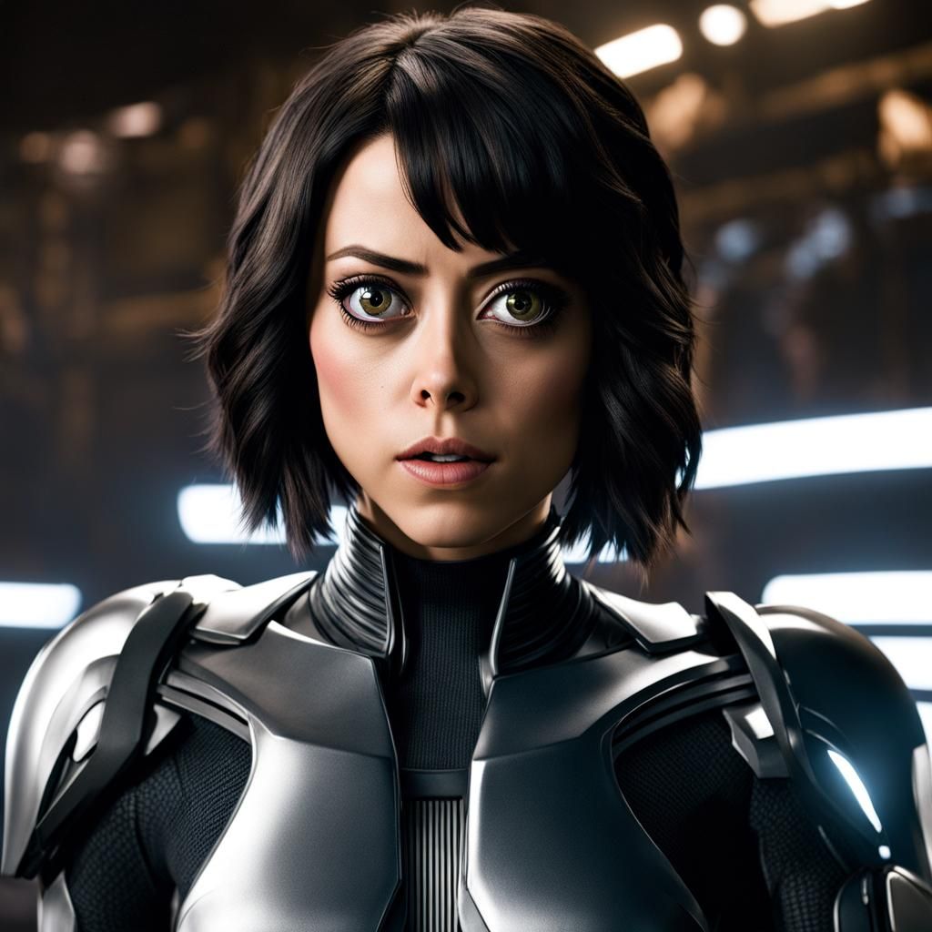 Aubrey Plaza as Alita with Anime Eyes