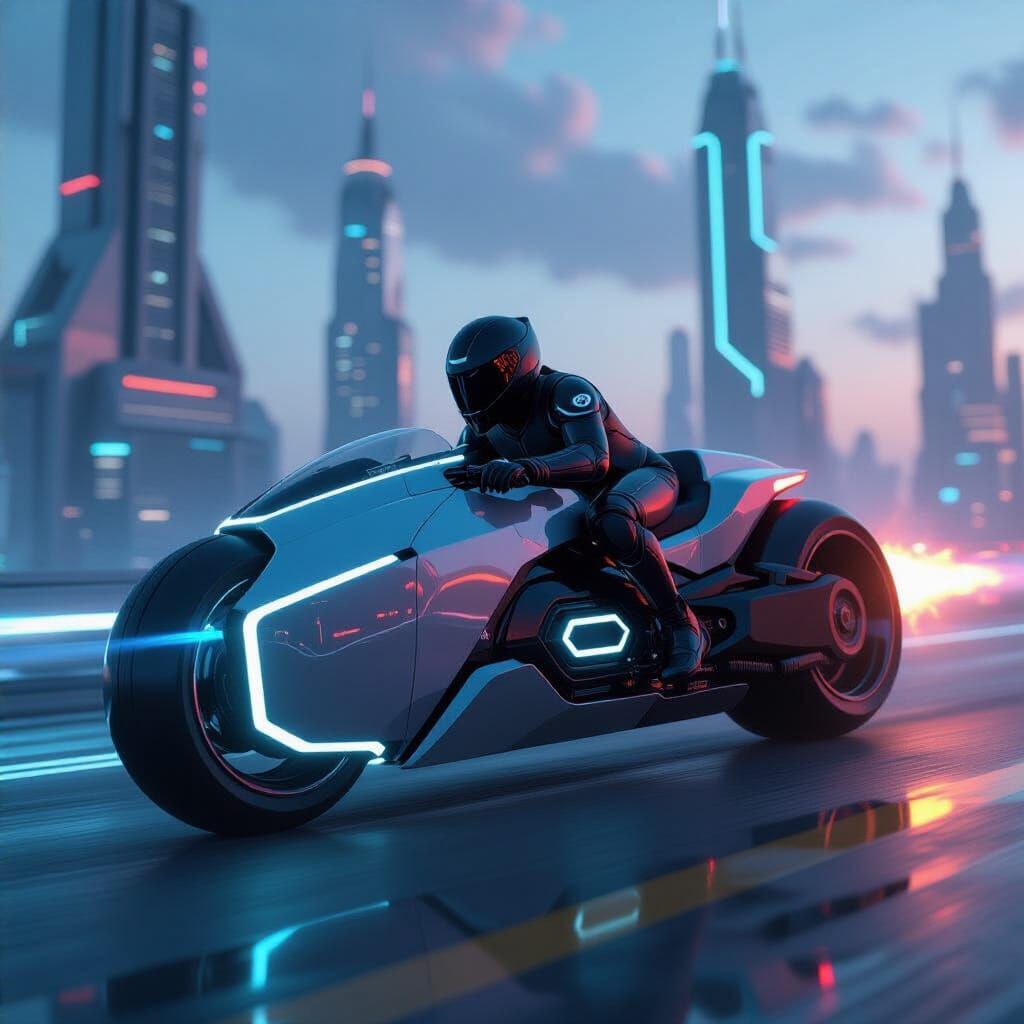 Hyper Lightcycle in a Neon Cyberpunk City