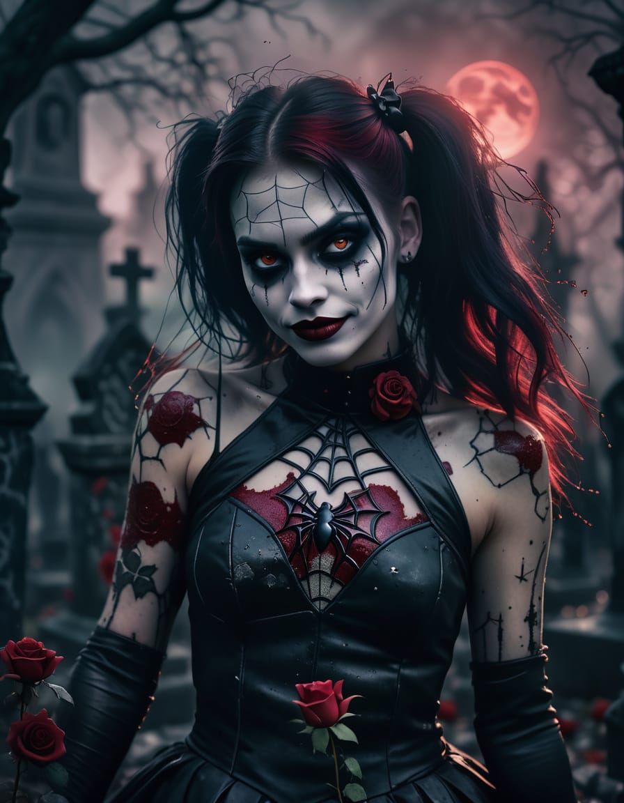 Gothic Cheerleader Dances in Ruins of a Gothic Graveyard at ...