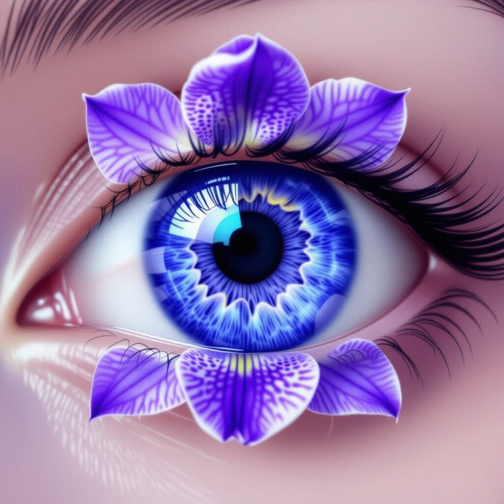 Human Eye with Blue Orchid Overlay