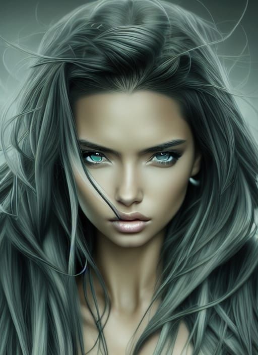 Anime-Style Digital Portrait of Woman in Outfit