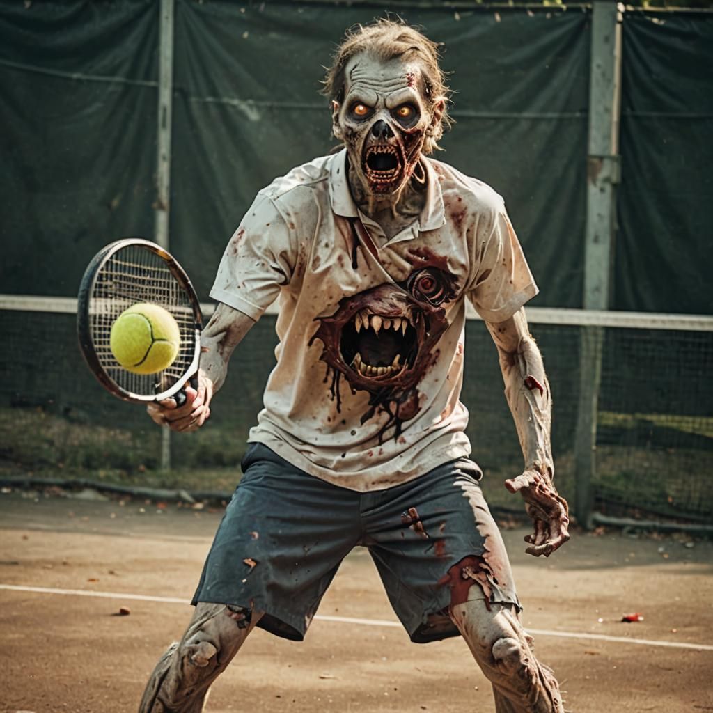 Zombie Tennis Player with Ball