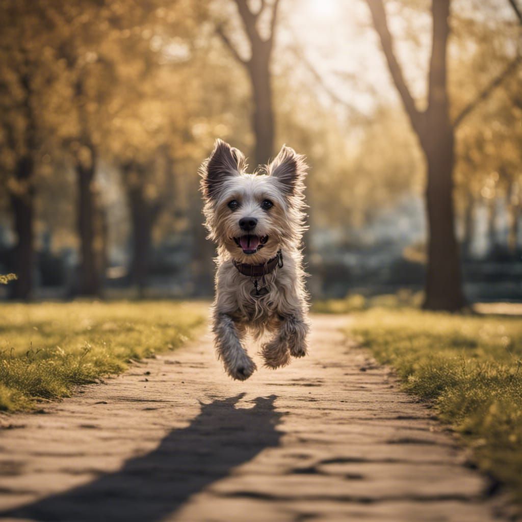 Energetic Dog Running in Sunny Park