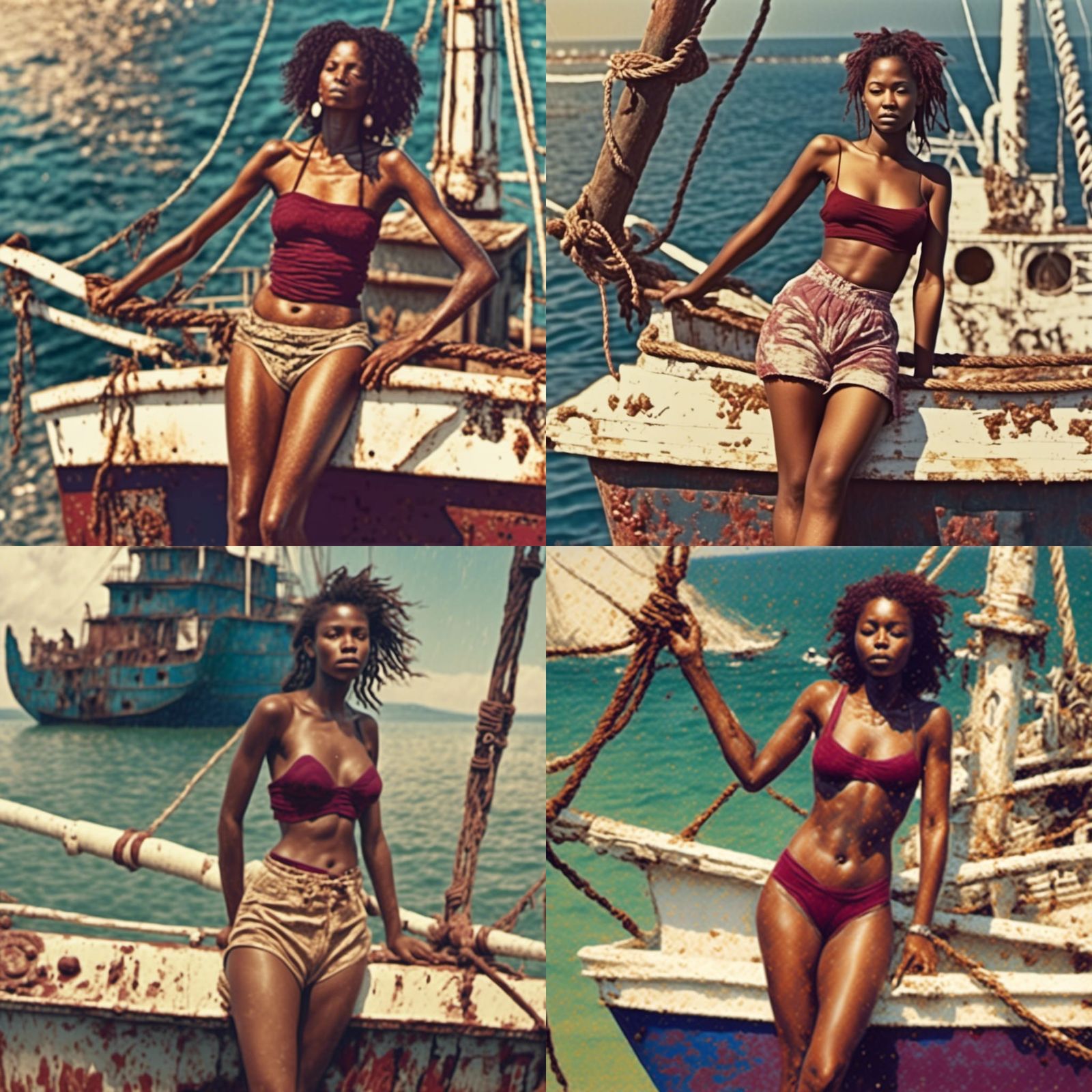 Caribbean Woman on Fishing Boat in 1990s Photo