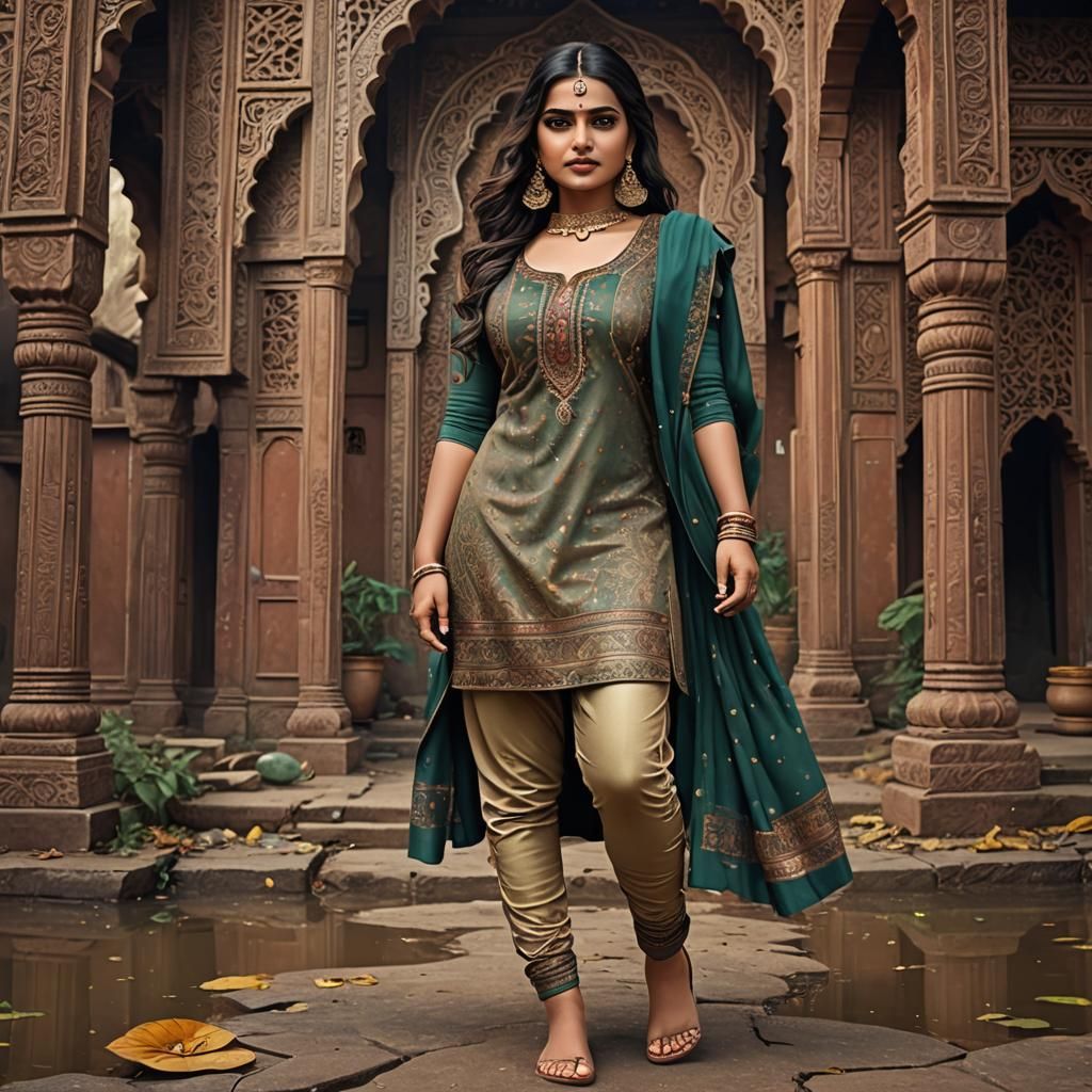 Beautiful Indian Woman in Detailed Fantasy Art