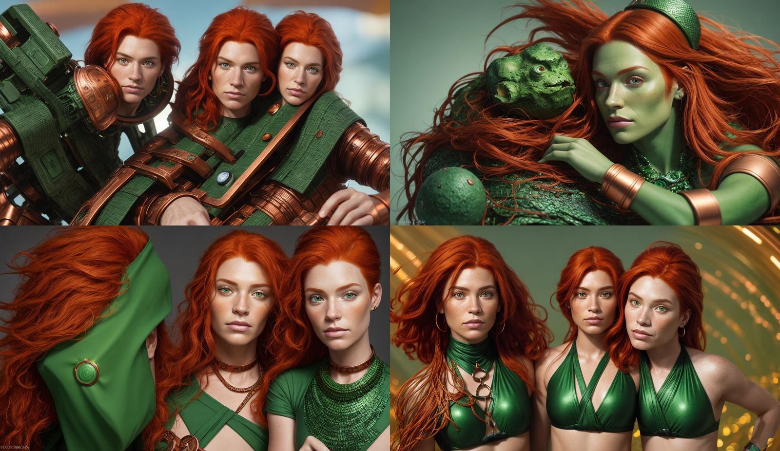 Green Orion Girl Portrait in Copper Bikini