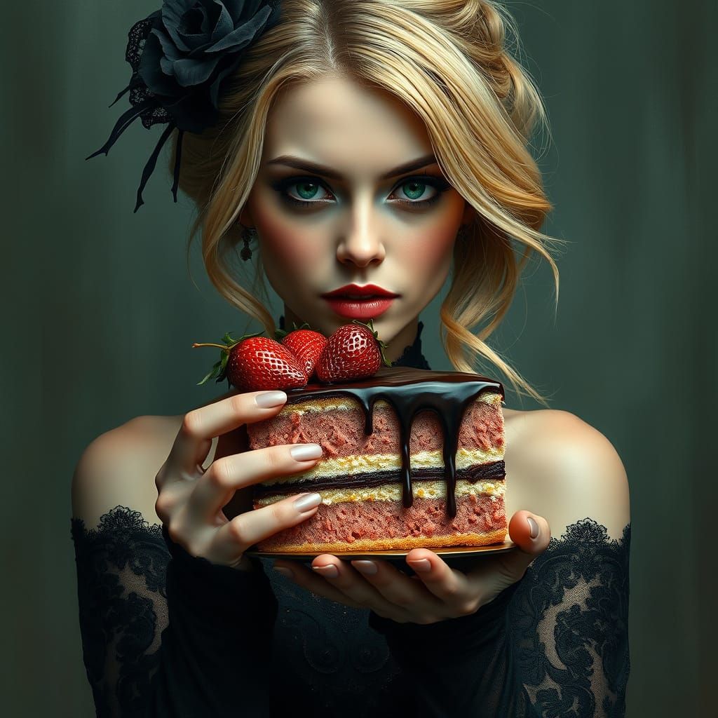 Elegant Witch in Dark, Mystical Realism