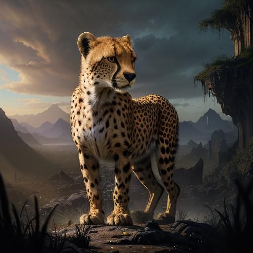 Cheetah in the Wild: Dark Fantasy Concept Art