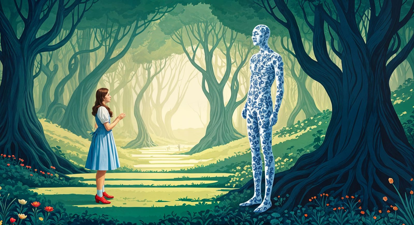 Dorothy in Wonder Before the Porcelain Man