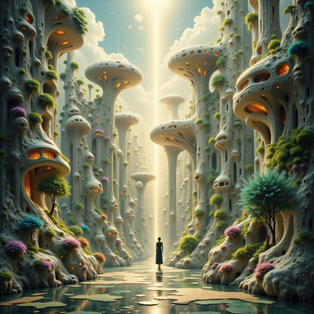 Futuristic Architectural Forms with Vogue Model in Alcohol I...