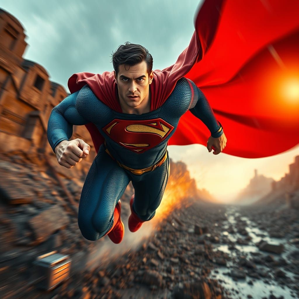 Hercules Superman Runs Through Rain-Soaked Trenches at Super...