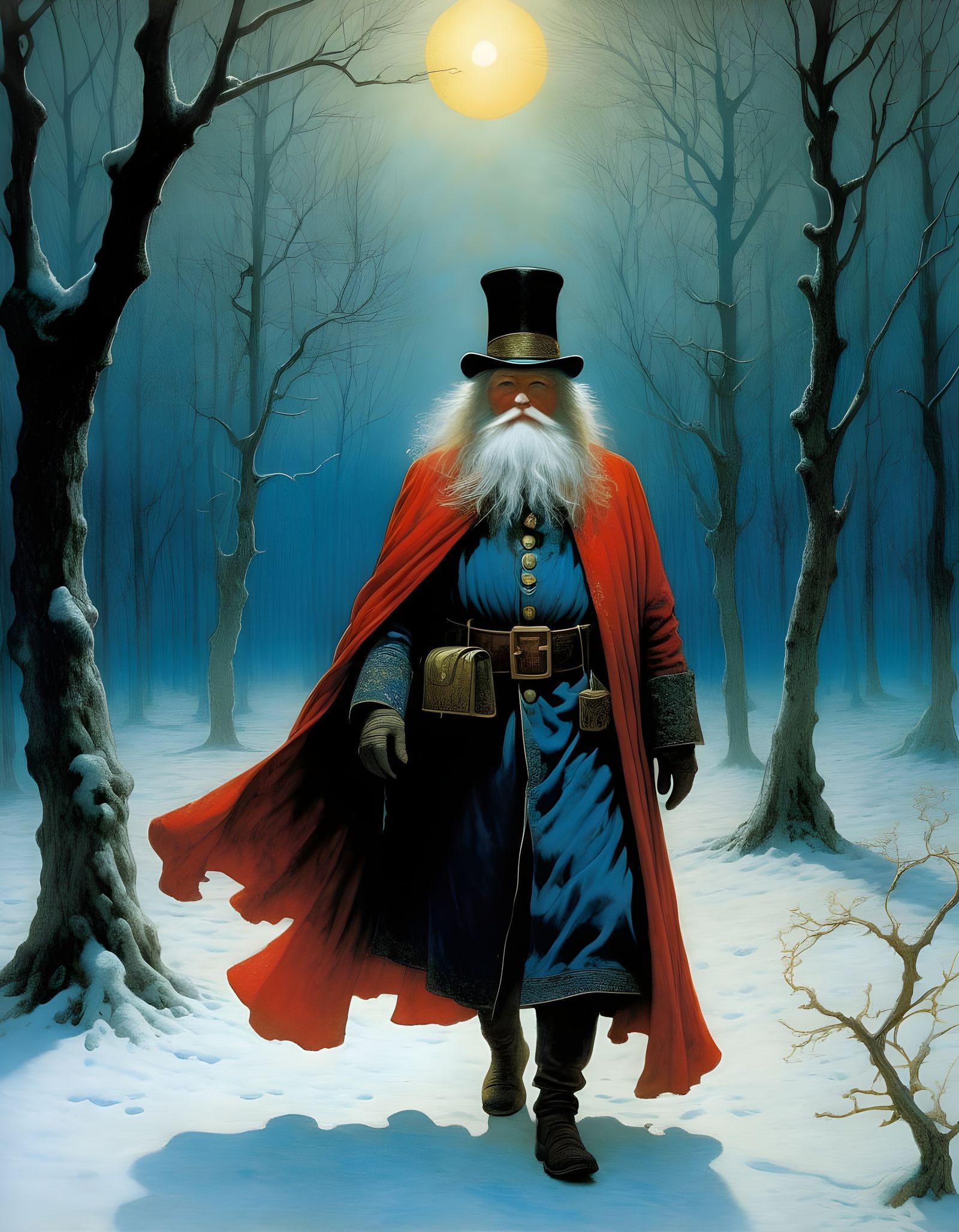 Majestic Victorian Santa in a Winter Wonderland Scene
