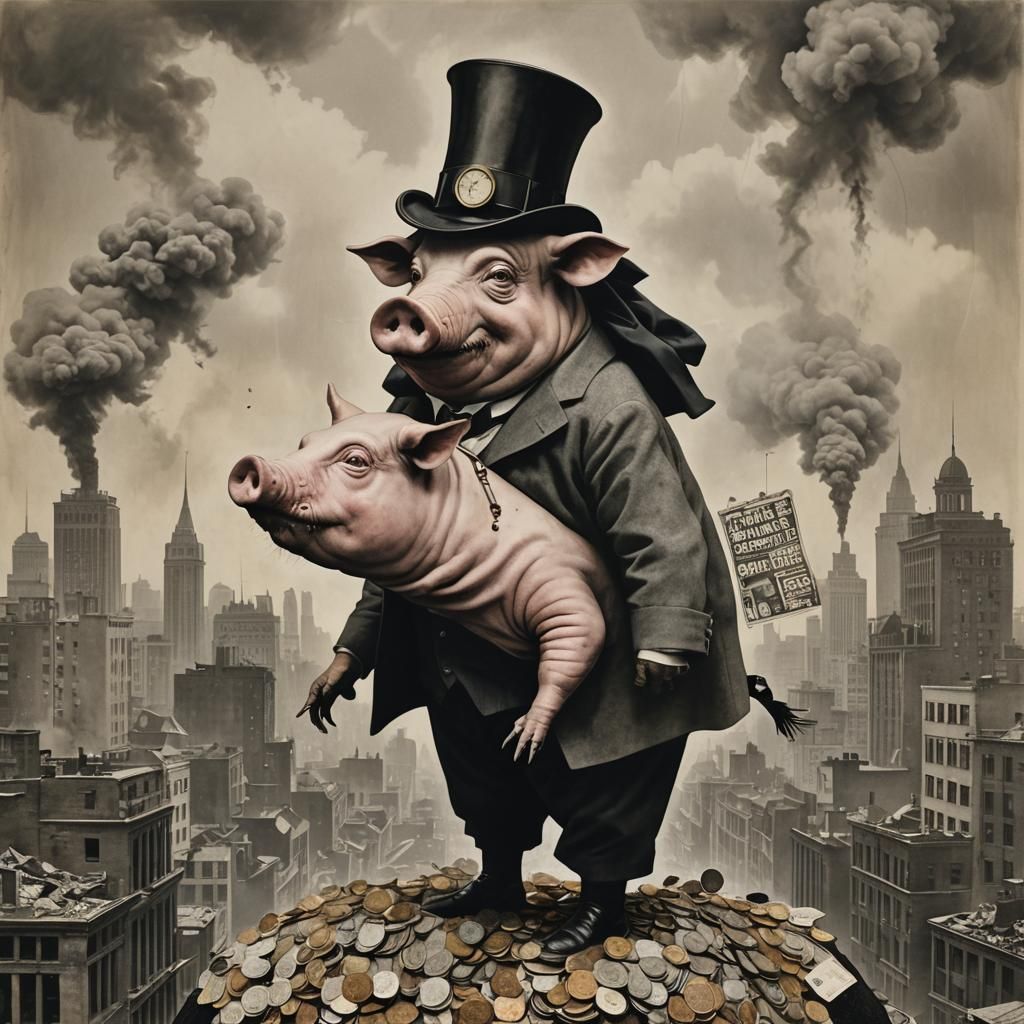 In the style of John Heartfield, a political photo montage c...