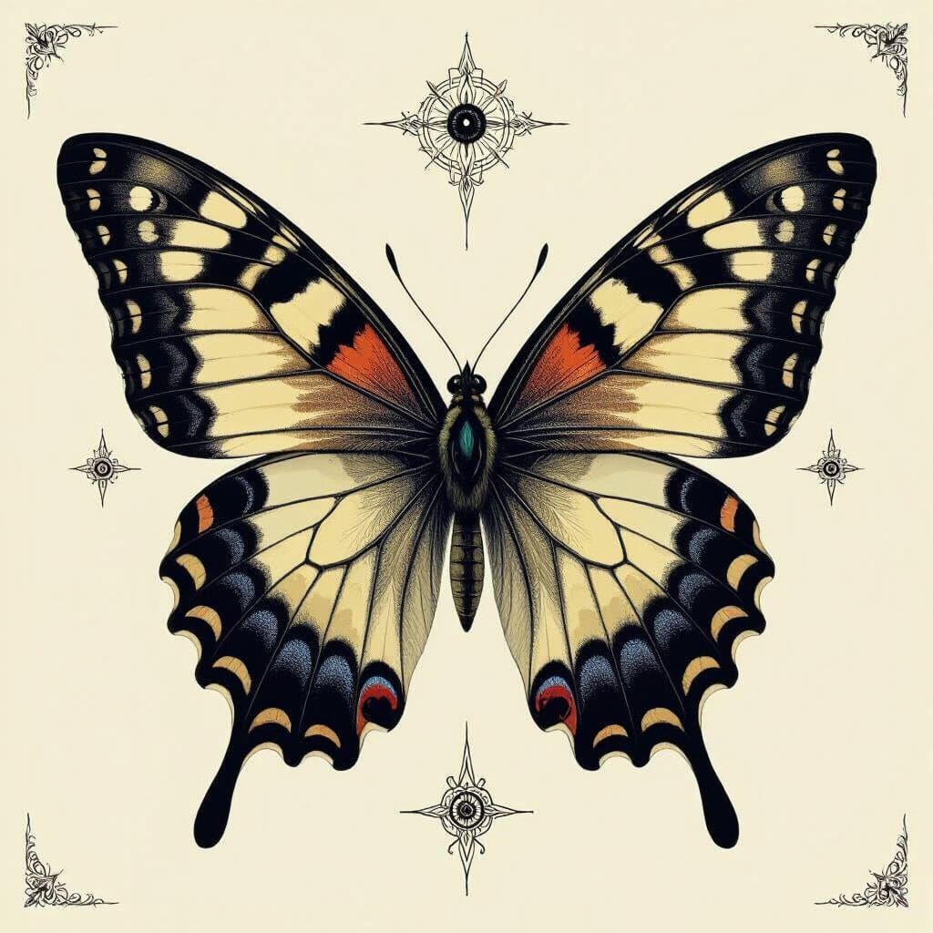 Butterfly with Seals of Solomon, Mystical Realism