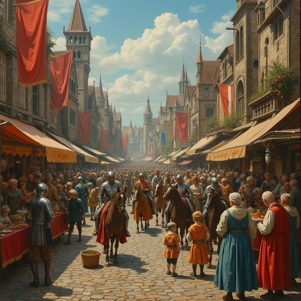 Medieval Marketplace Scene as Historical Art