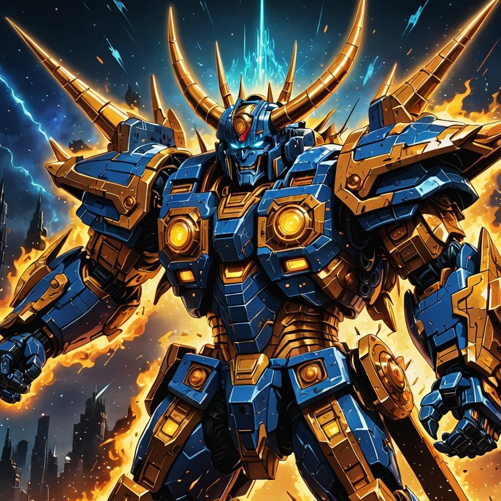 Unicron's Epic Transformation: Anime Cel-Shaded Art