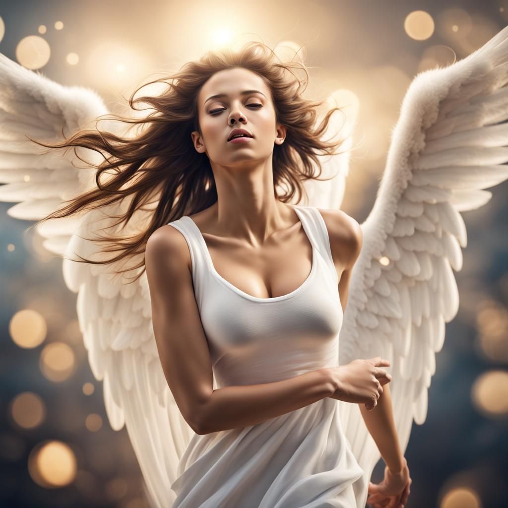 Photorealistic Angel Ascending to Heaven