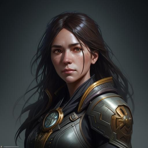 Detailed Portrait of a Female Hunter in Digital Art Style