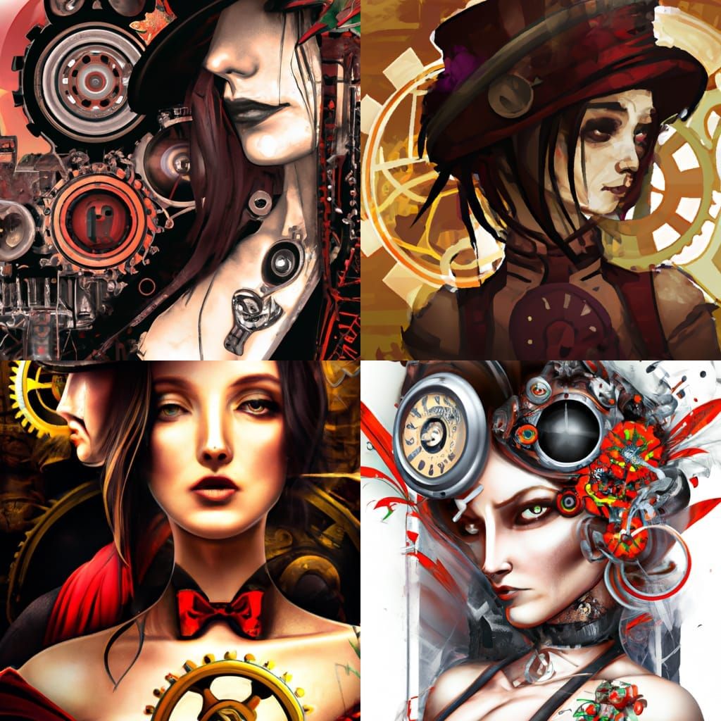 Steampunk Lady with Sunflowers in Beautycore Style