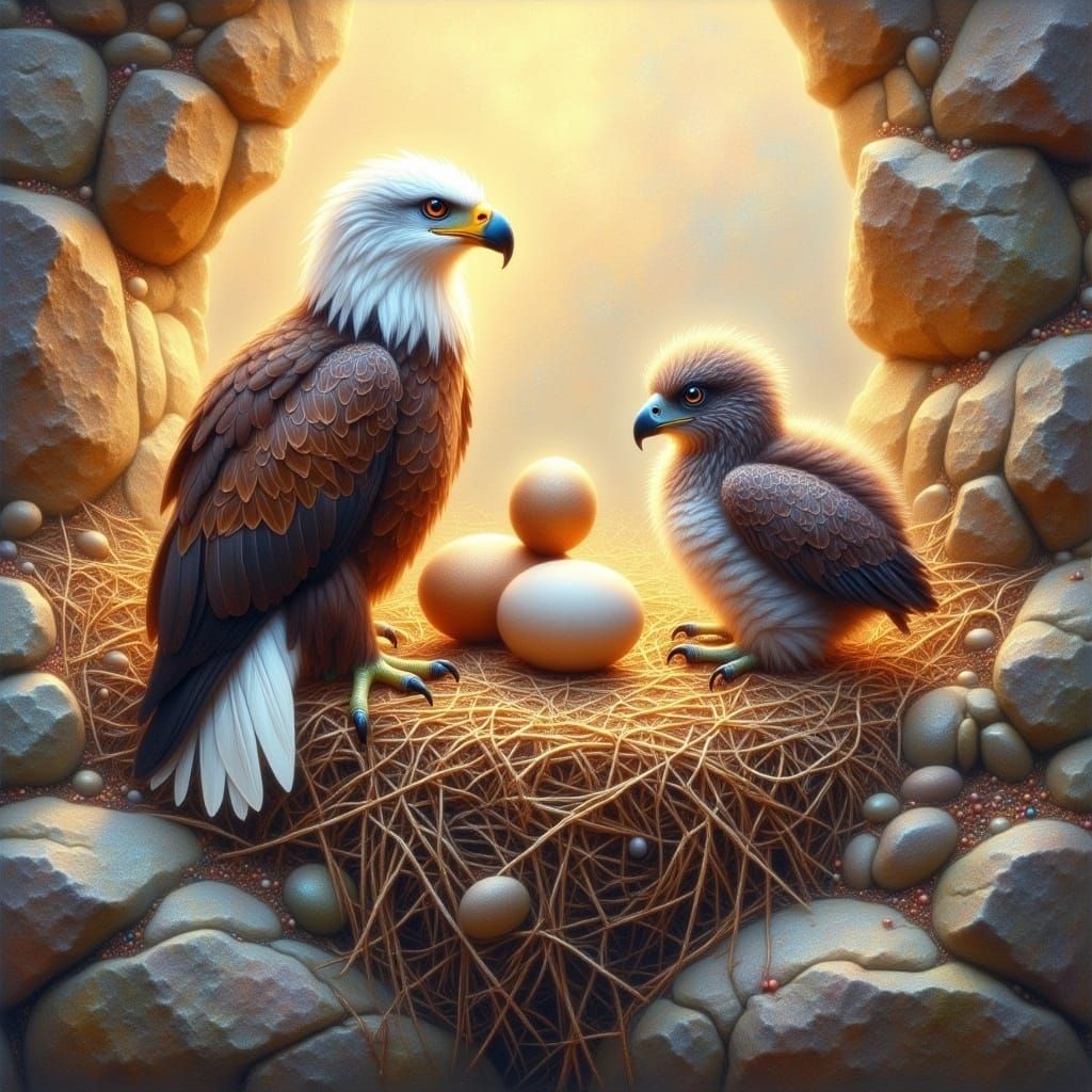 Eagle Family in Golden Morning Light