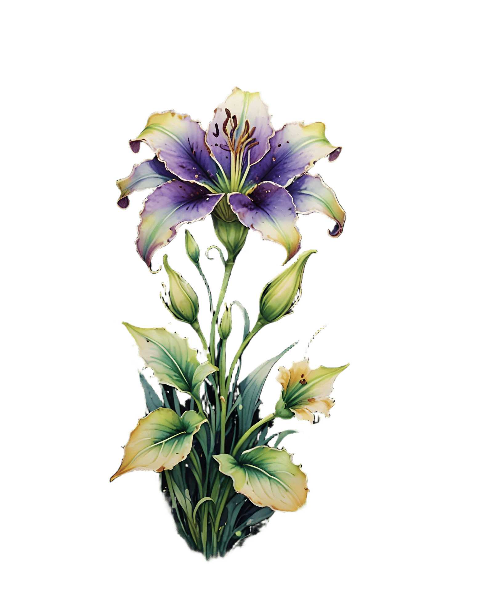 Bioluminescent Lily in Watercolor Junk Journal