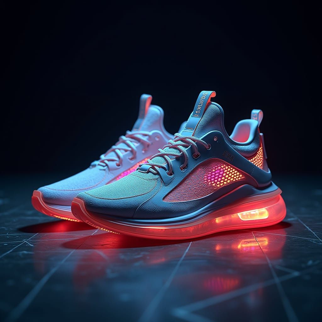 Glowing Cyberpunk Sneakers with Nanodisplay Panels