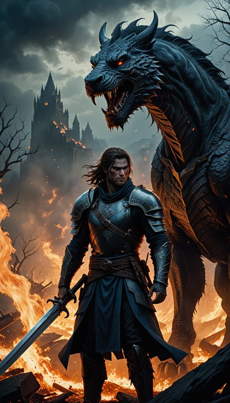 Victorious Warrior Rises from the Fallen Beast