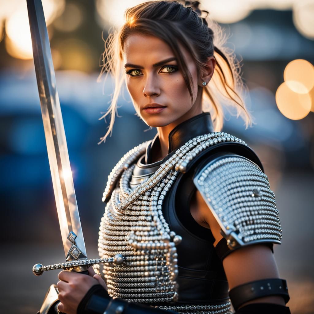 Modern Diamond Warrior with Diamond-Chained Sword