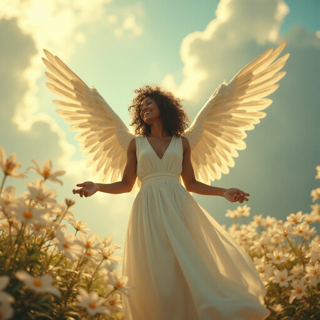 African Mother Angel in Heavenly Light