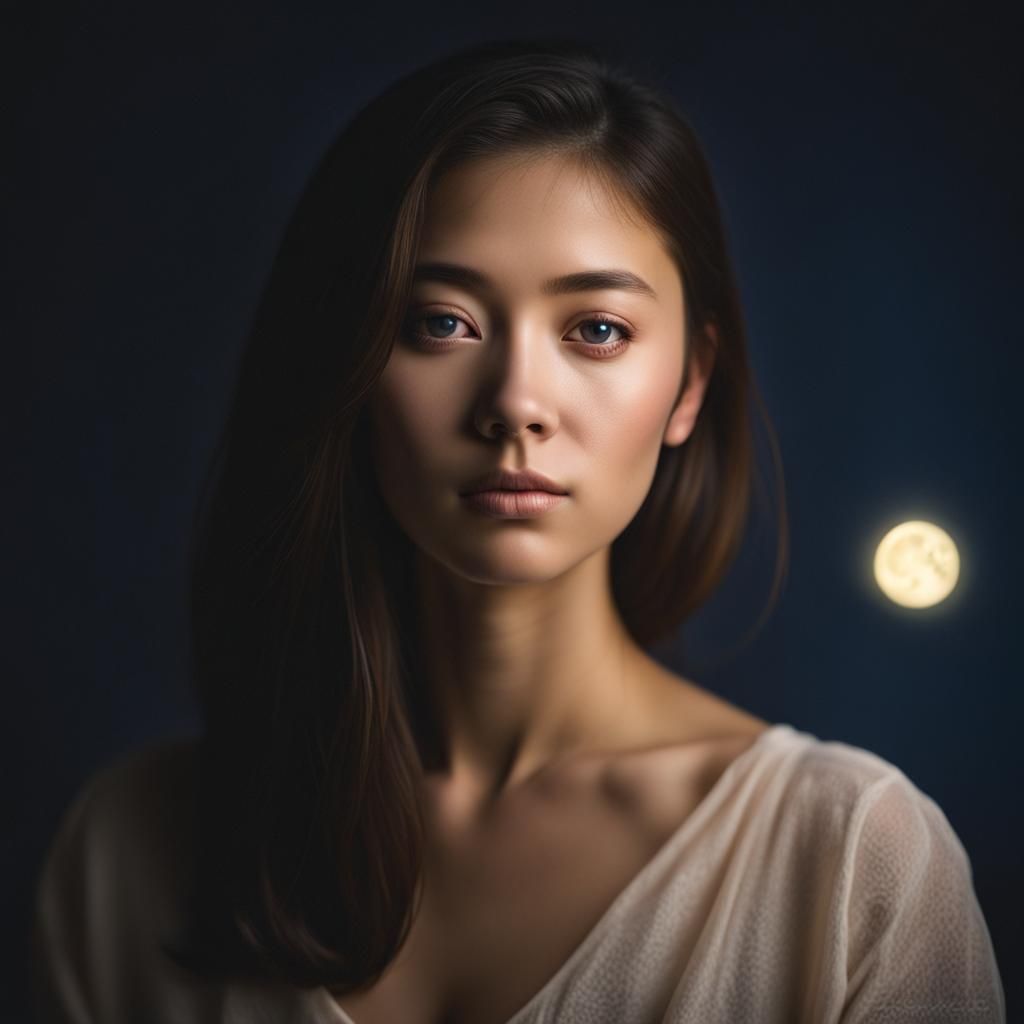 Moonlit Portrait with Soft Glowing Light