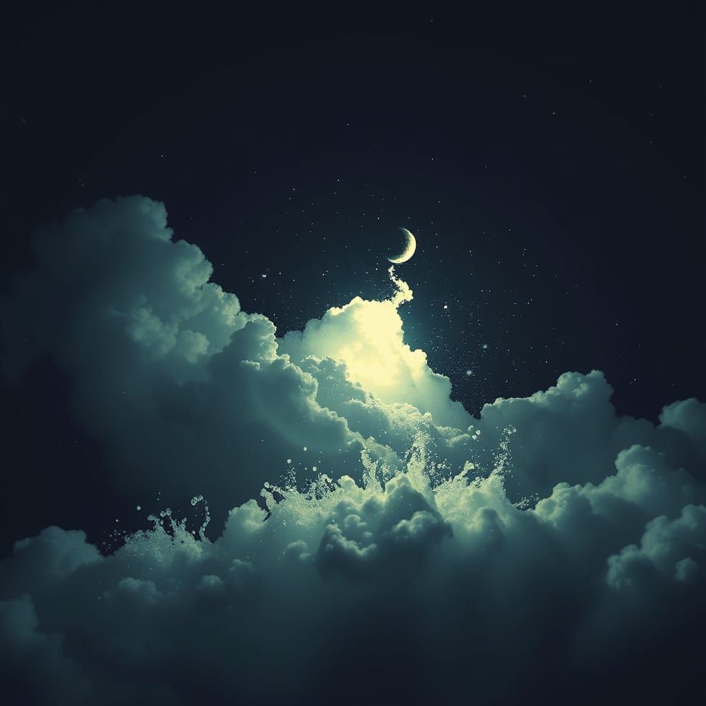 Dramatic Cloudscape Unfolds in Splashing Water