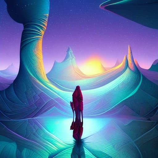 Surreal Desert Nightscape, Hyperdetailed Fantasy Art