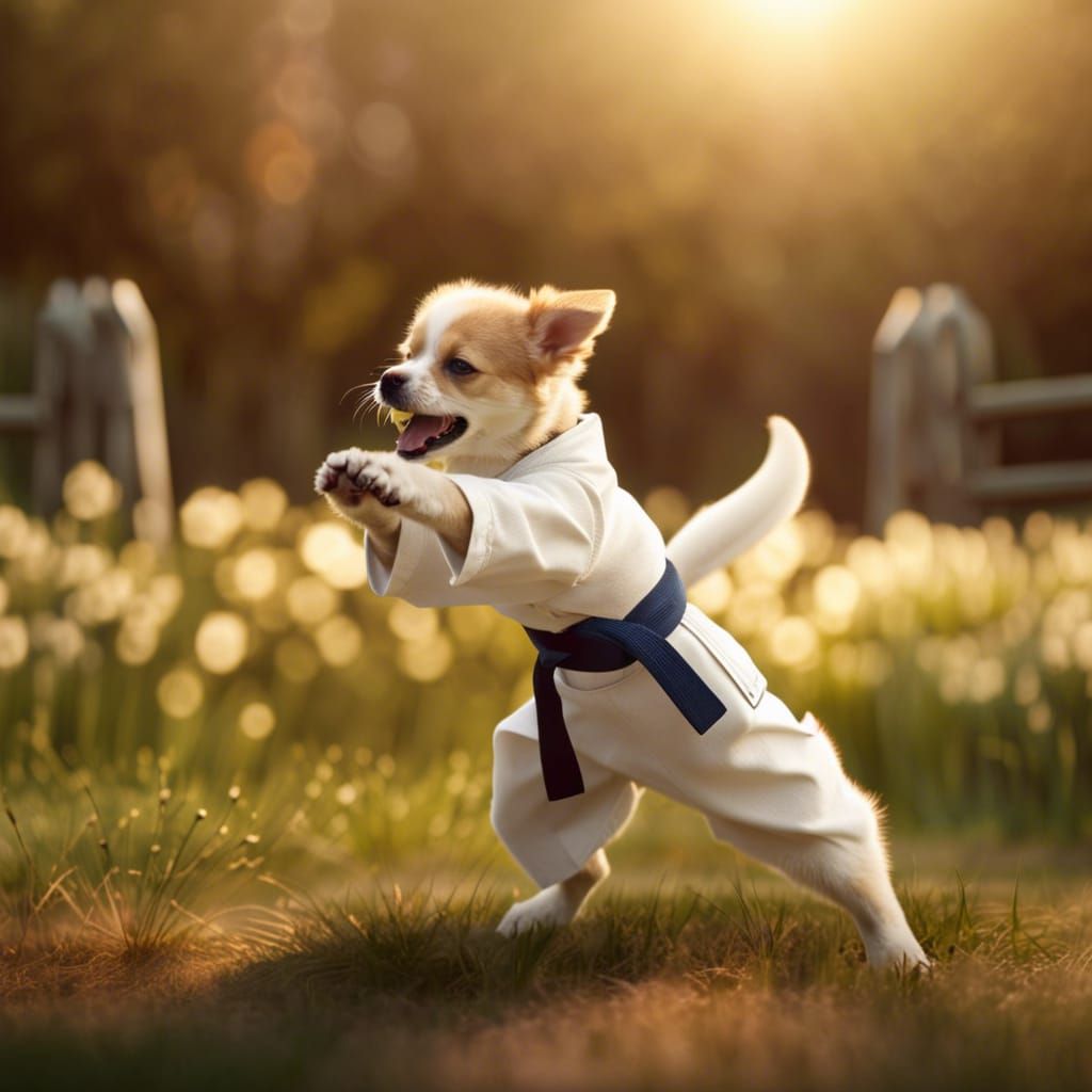 Cute Dog Practicing Karate in 8k Resolution