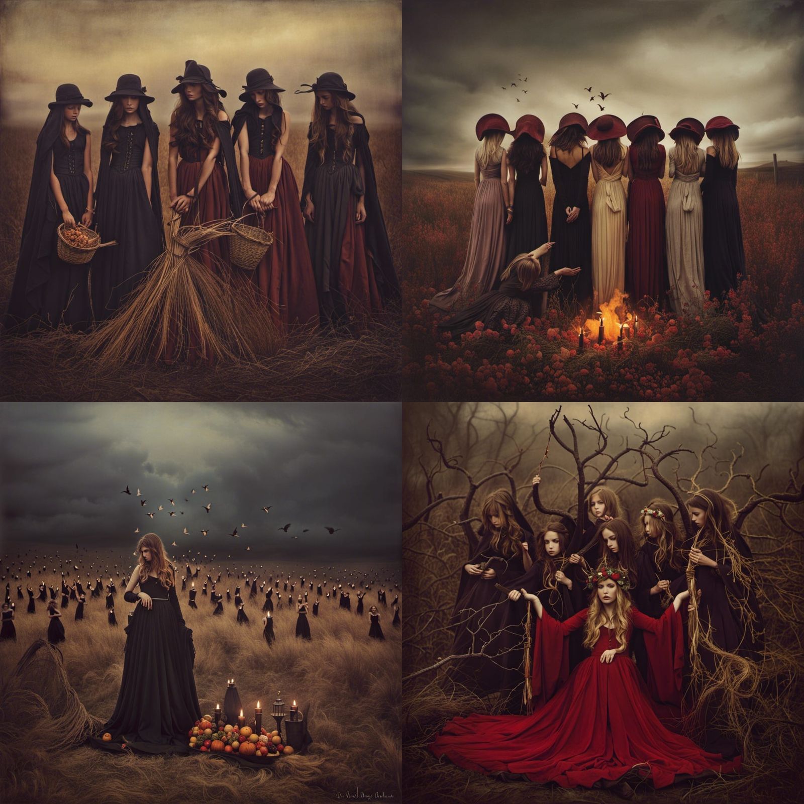 Gathering of Witches in Dreamlike Fine Art Style