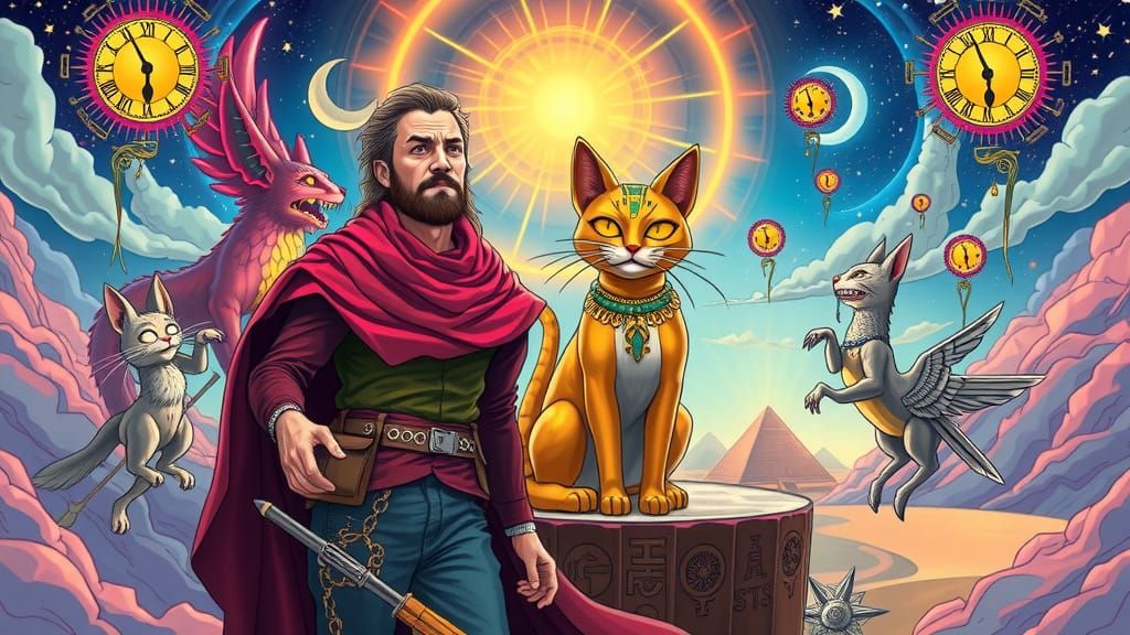 Divine Cyber-Cat and Artist Enter a Melting Dimension