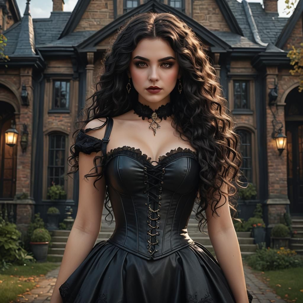 Beautiful Witch in Gothic Setting: Fantasy Concept Art