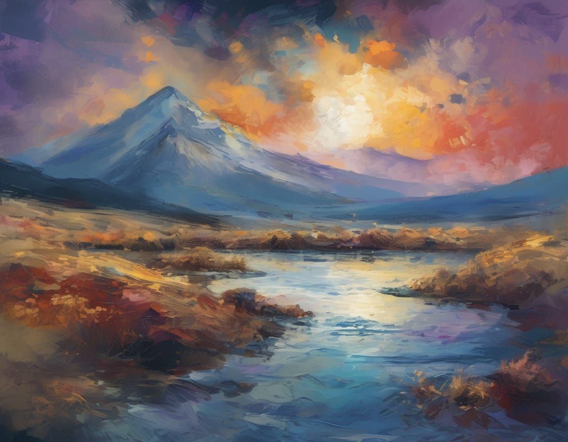 Dreamlike Surrealist Landscape in Watercolor