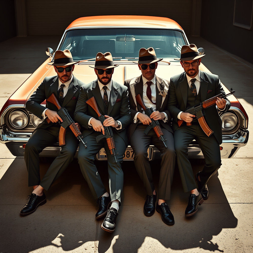 Gangsters Lounging with Impala, Noir Style