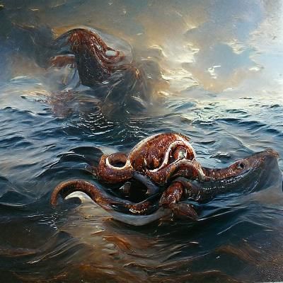 Majestic Kraken in Oil Painting Style