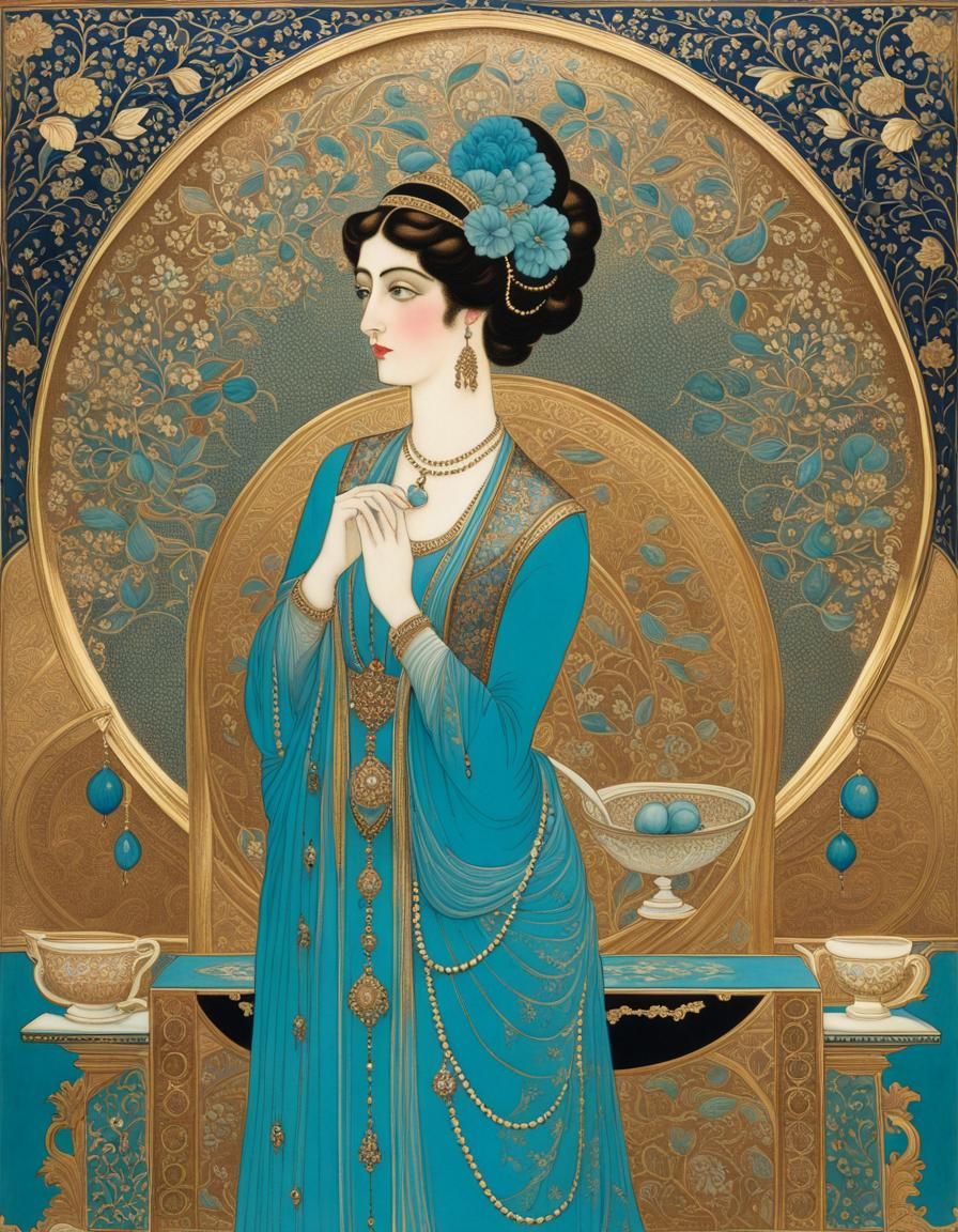 Tranquil Queer Squiggles in Qajar Art Style