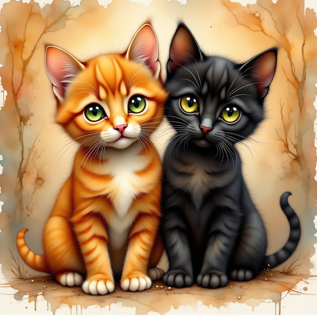 Adorable Kittens with Bold Brushstrokes