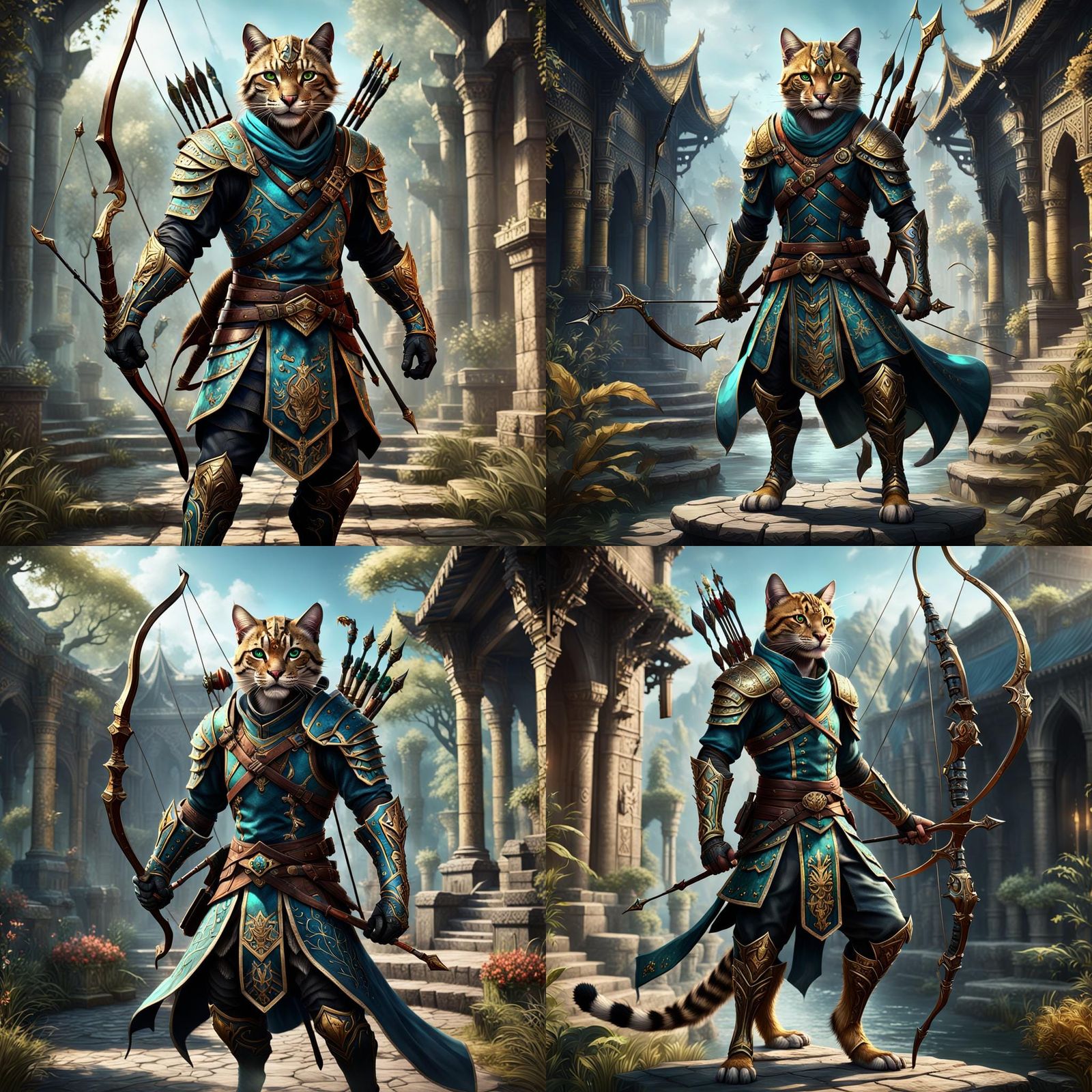 Tabaxi Prince Archer in Detailed Matte Painting
