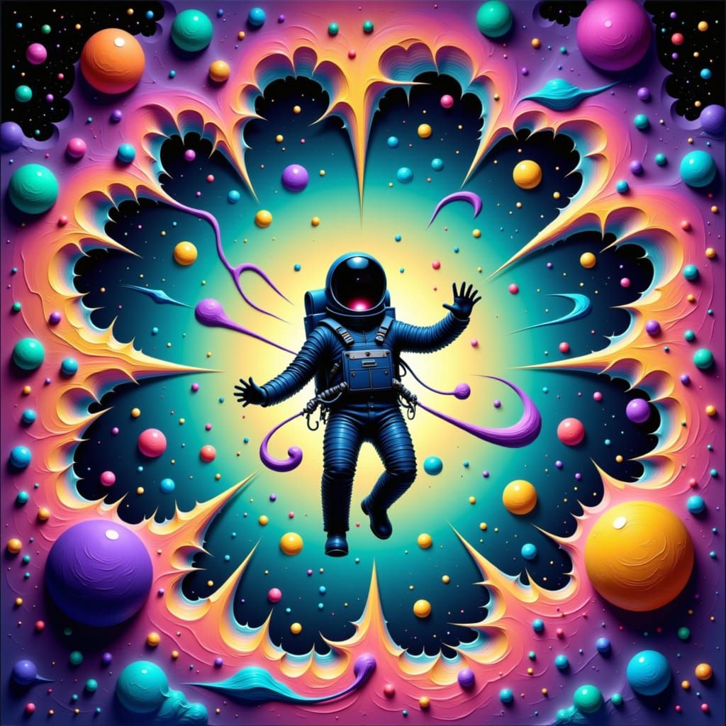Astronaut Screaming in Cosmic Void, Eerie Sci-Fi Style