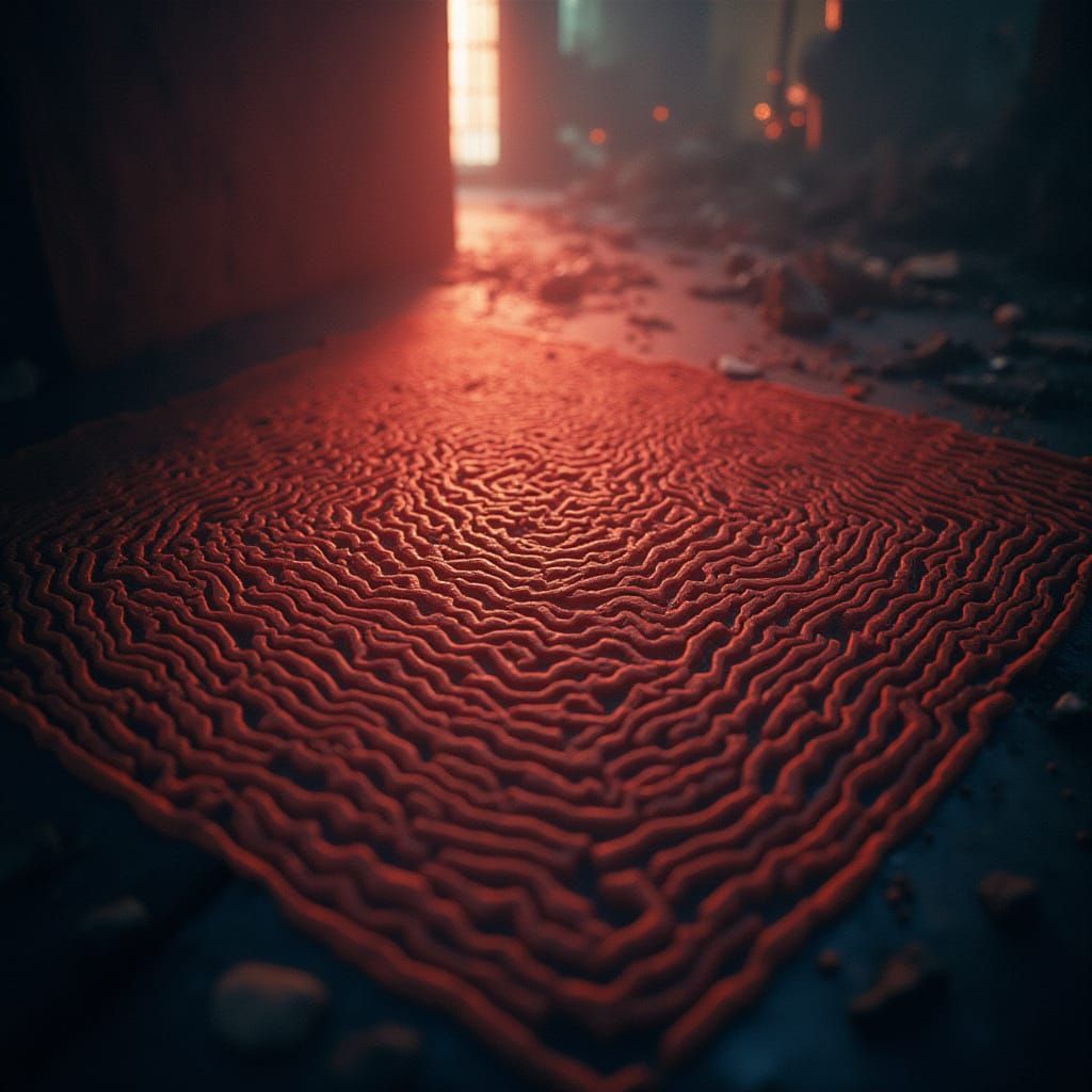 Aesthetic Labyrinth Forming 'Mostly Harmless' in Film Still