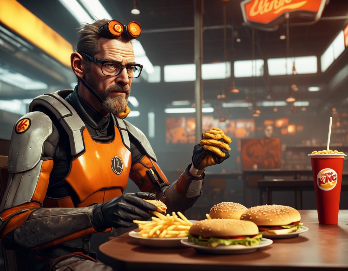 Gordon Freeman's Burger King Meal: Detailed Matte Painting