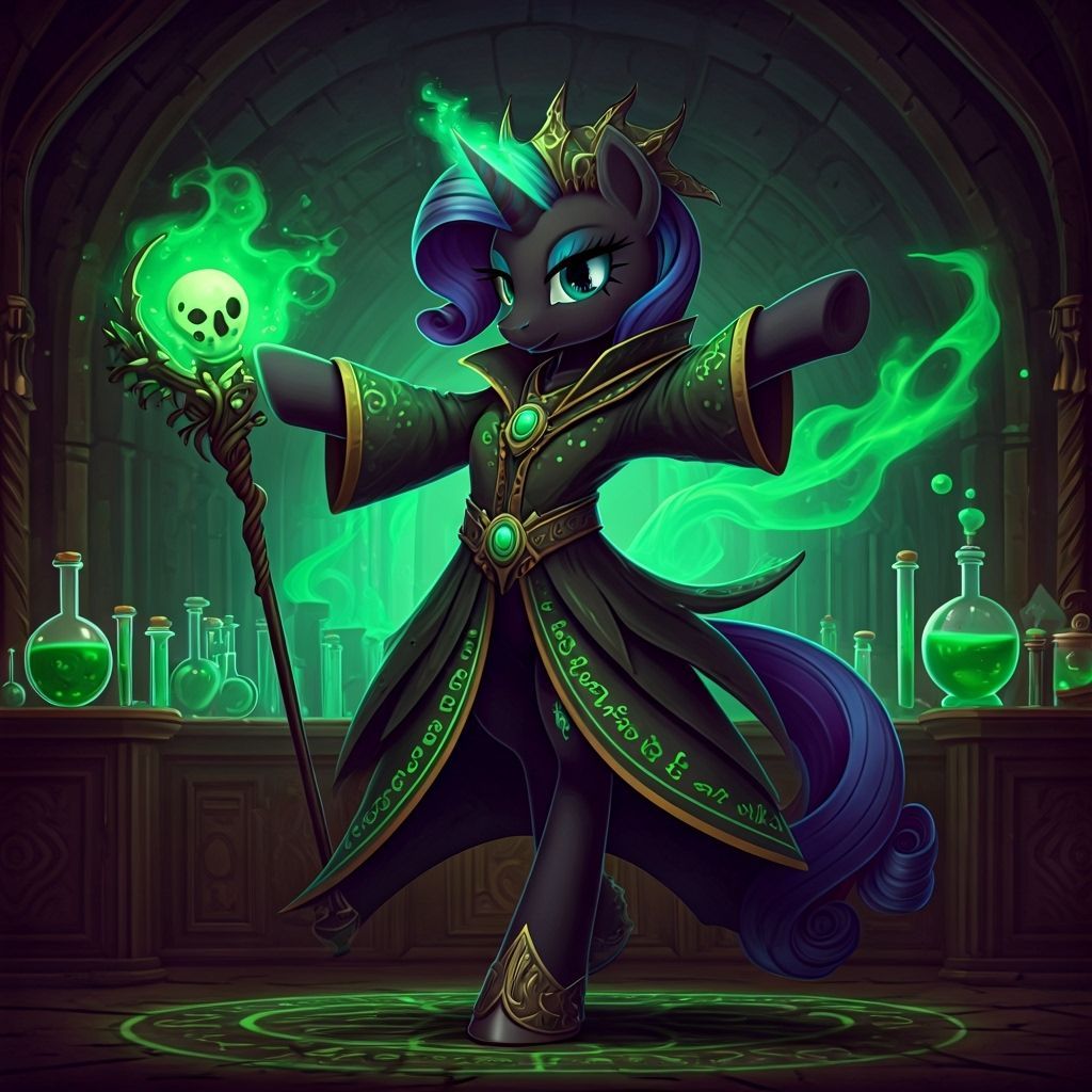 Rarity as a Poison Mage Dancer in Fantasy Anime Style