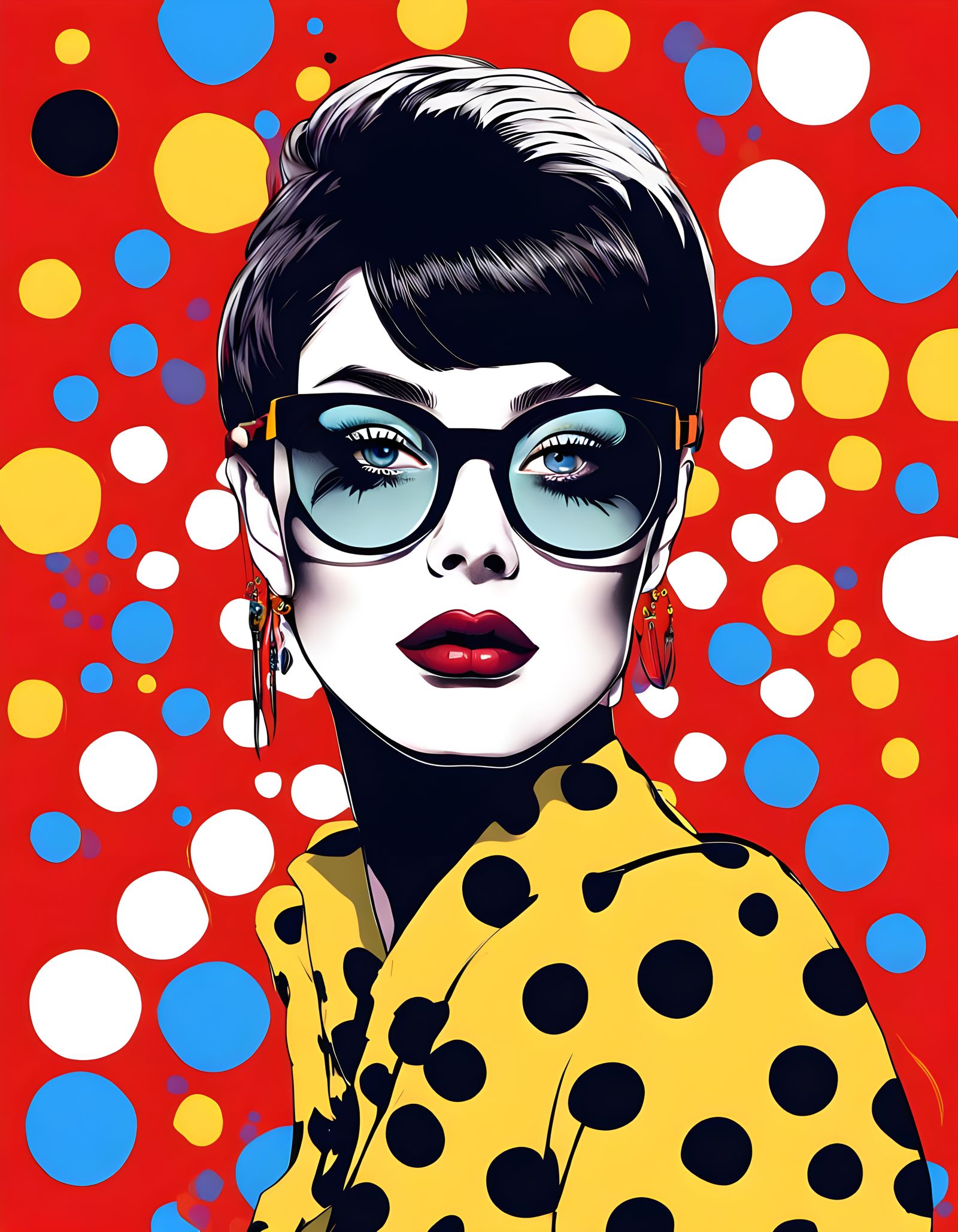 Vibrant Pop Art Portrait of a Mysterious Young Woman