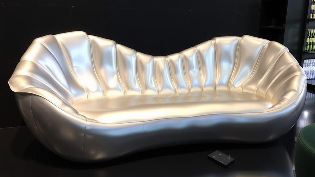 Iridescent Oyster Shell Couch in Showroom